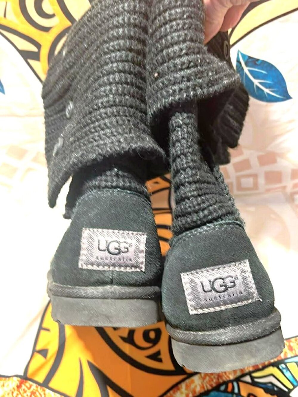 Poshmark Listing: UGG Classic Cardy Knit Boots – Black – Women’s 6 - Picture 4 of 6
